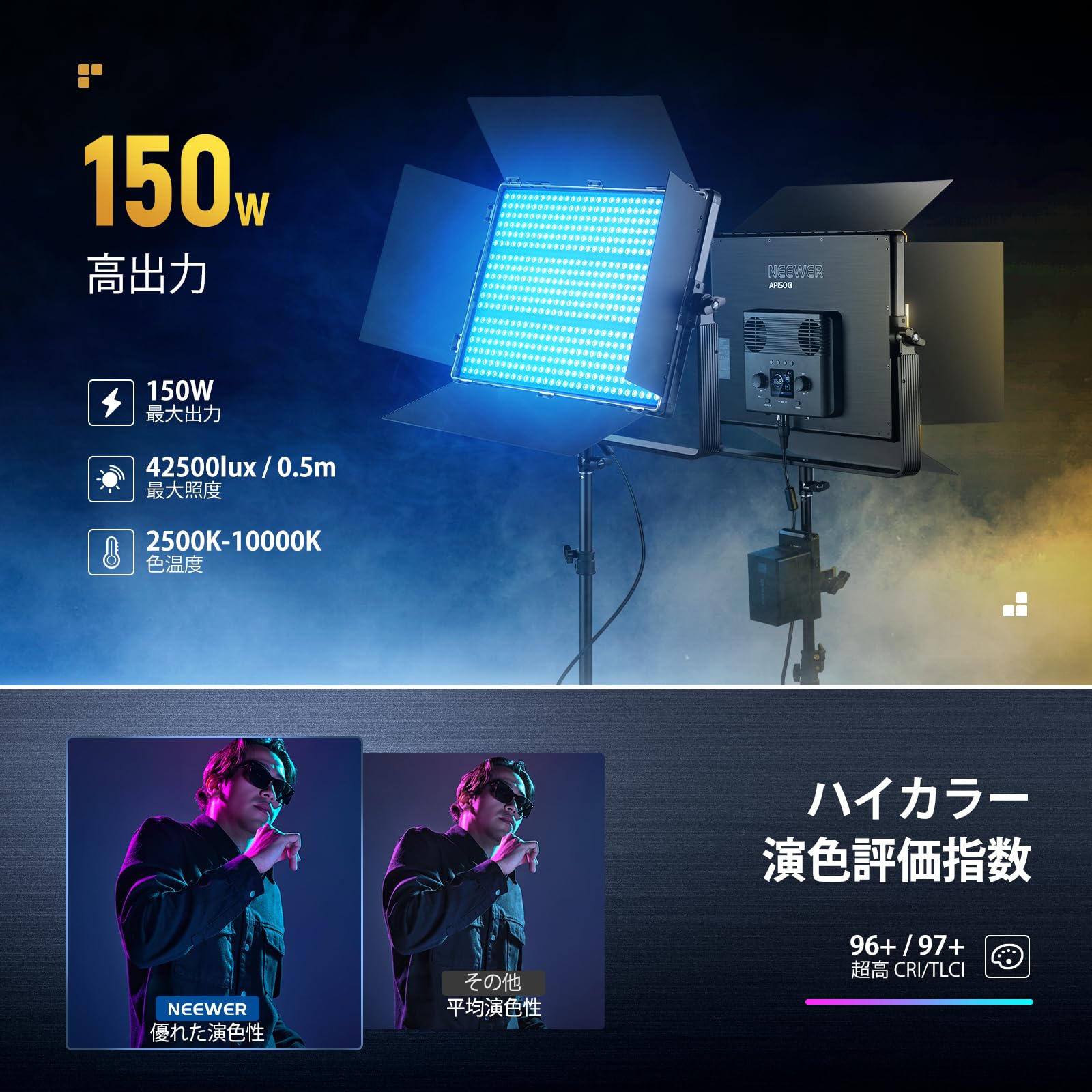 Amazon.co.jp: NEEWER AP150C 撮影用ライト RGB LEDビデオライト